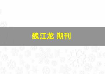 魏江龙 期刊